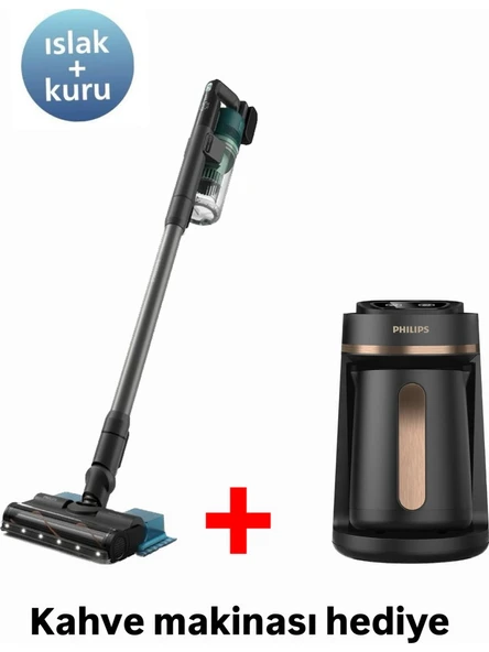Philips XC6557/01 Cordless Vc Aqua Dikey Şarjlı Süpürge + Philips Series 5000 HDA150/60 Bakır Türk Kahve Makinesi Hediyeli ürün görseli 1