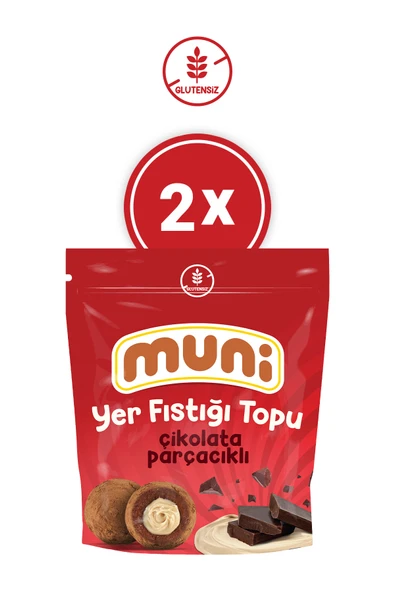 muni Glutensiz Çikolata Parçacıklı Yer Fıstığı Topu 2'li ürün görseli 1