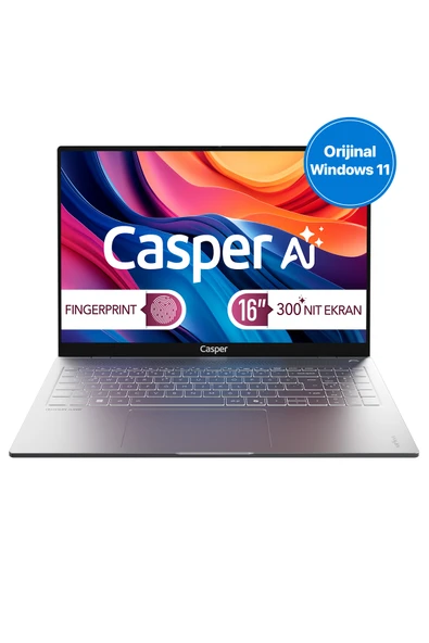 Casper Nirvana S100 300NIT Intel Core Ultra 7-255H 24GB DDR5 1TB SSD 16" W11H Laptop S100.255H-CF00A-G-F ürün görseli 1