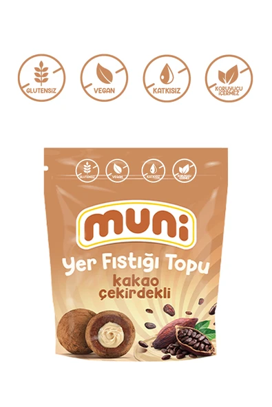 muni Glutensiz, Katkısız Kakao Çekirdekli Yer Fıstığı Topu ürün görseli 1