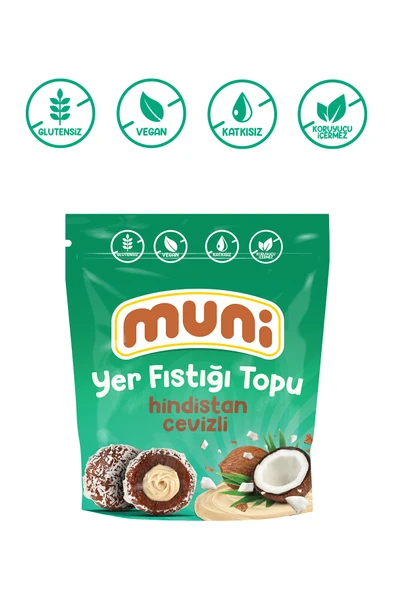 muni Glutensiz, Katkısız Hindistan Cevizli Yer Fıstığı Topu ürün görseli 1