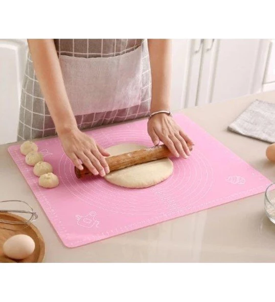 Silikon Ölçülü Hamur Açma Matı Pembe - Resim 2