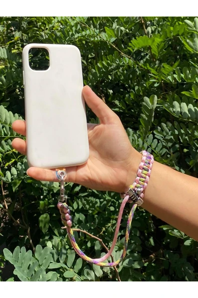 Tüm Kılıflara Uyumlu Pembe Motif Bileklik Telefon Askısı ürün görseli 1