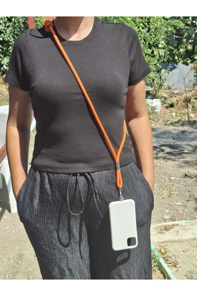 TÜM KILIFLARA UYUMLU TURUNCU CROSSBODY (AYARLANABİLİR) TELEFON ASKISI ürün görseli 1