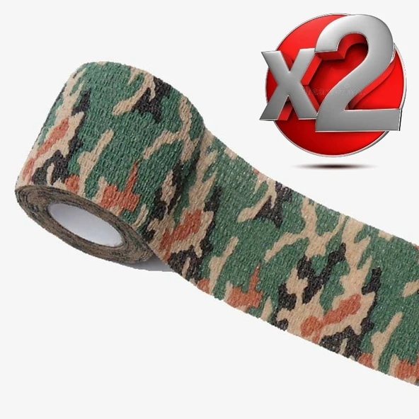 2 Adet Kamuflaj Bant 5cmx4,5Mt Su Geçirmez Elastik Bandaj-No:7 ürün görseli 1