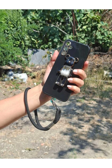 TÜM KILIFLARA UYUMLU SİYAH TELEFON EL ASKISI ürün görseli 1