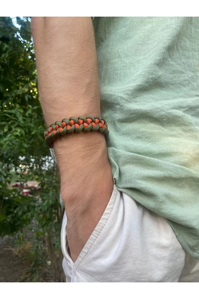 Paracord Bileklik Turuncu-Haki Shark modeli ürün görseli 1