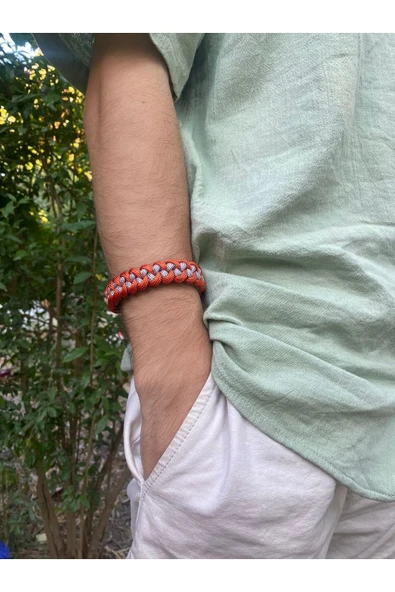 Paracord Bileklik 18 CM Turuncu-Gri Shark ürün görseli 1