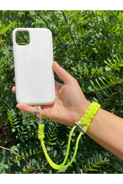 TÜM KILIFLARA UYUMLU NEON SARI BİLEKLİK TELEFON ASKISI ürün görseli 1
