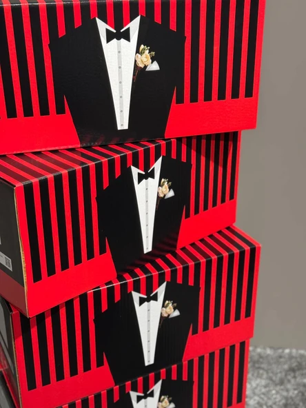 Smokin Desenli Kutu Nikah & Düğün 10 Lu Hediye Gelin Kutusu Damat Kutusu Söz Kutusu ürün görseli 1