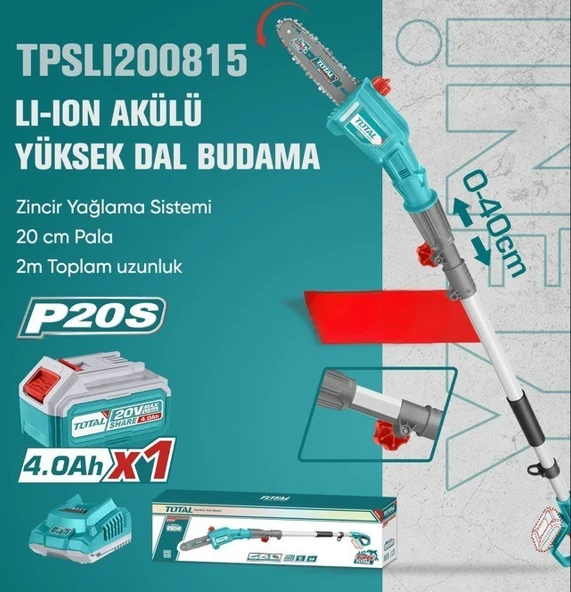 Total TPSLI200815 Akülü Yüksek Dal Budama 4,0 Ah ürün görseli 1