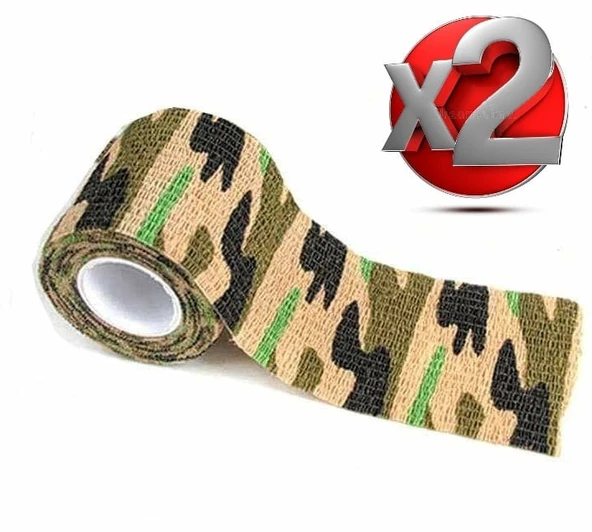 2 Adet Kamuflaj Bant 5cm x4,5Mt Su Geçirmez Elastik Bandaj-No:6 ürün görseli 1