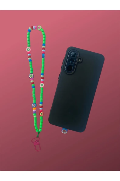 Tüm Kılıflara Uyumlu Yeşil Boncuklu El Telefon Askısı ürün görseli 1