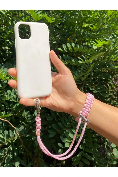 TÜM KILIFLARA UYUMLU PEMBE BİLEKLİK TELEFON ASKISI ürün görseli 1