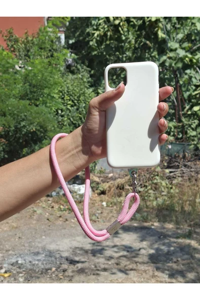 TÜM KILIFLARA UYUMLU PEMBE TELEFON EL ASKISI ürün görseli 1