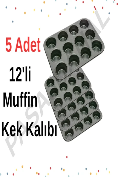 5 ADET 12’li Muffin Kek Kalıbı – Dayanıklı, Çok Amaçlı Fırın Kalıbı ürün görseli 1