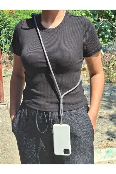 TÜM KILIFLARA UYUMLU ANTRASİT CROSSBODY (AYARLANABİLİR) TELEFON ASKISI ürün görseli 1
