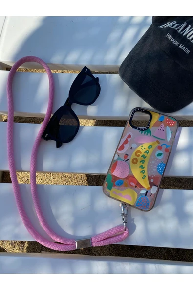 Tüm Kılıflara Uyumlu Pembe Boyun Telefon Askısı ürün görseli 1