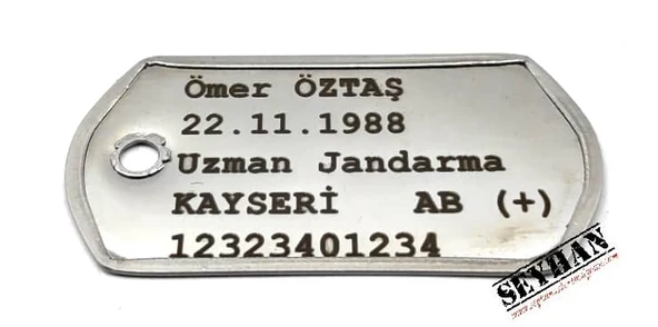 Lazer Baskı Orjinal Asker Künyesi - Resim 5