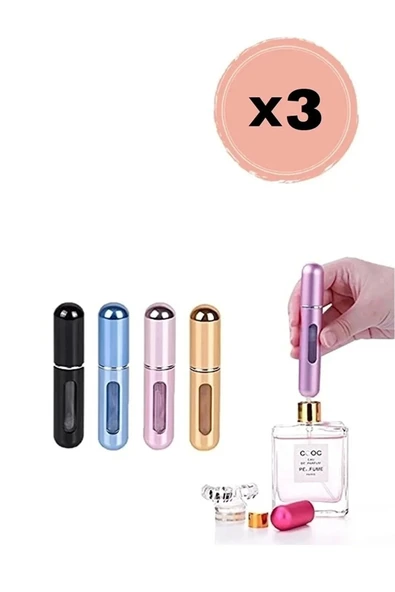 3’lü Doldurulabilir Parfüm Şişesi – 5 ml | Renk Seçimiyle Kendi Tarzını Yarat ürün görseli 1