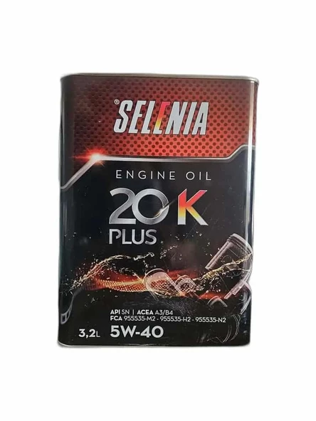 Selenia 20 K Plus 5W 40 Tam Sentetik Motor Yağı 3,2 L Euro 4 Motorlu Araçlar İçin ürün görseli 1
