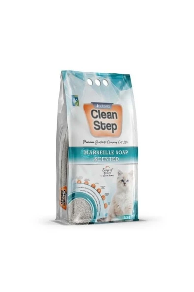 Clean Step Aktif Karbonlu Marsilla Kokulu İnce Taneli Topaklanan Bentonit Kedi Kumu 10 Lt ürün görseli 1