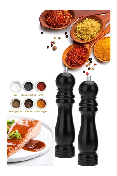 2li Set Bambu Tuz Karabiber Öğütücü Değirmeni Boy 16,5cm ürün görseli 1