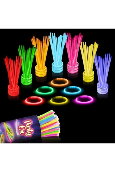 Vıp Kalite 100 Adet Glow Stick Işıklı Fosfor Çubuk Neon Parti Işıkları Işıklı Bileklik Kolye Çubuk ürün görseli 1
