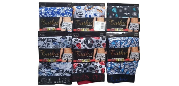 Tutku Erkek Elas EMP Spor Boxer 6'lı Kombin ürün görseli 1