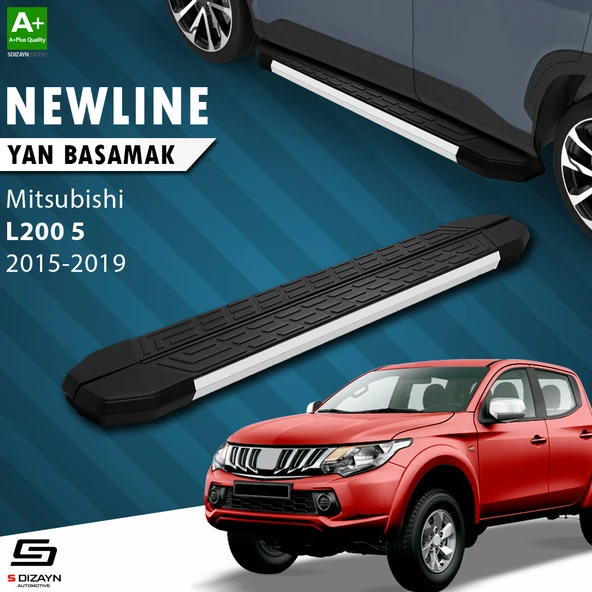 S-Dizayn Mitsubishi L200 5 NewLine Aluminyum Yan Basamak 193 Cm 2015-2019 A+ Kalite ürün görseli 1