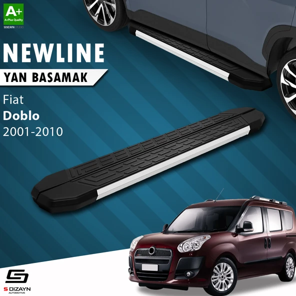 S-Dizayn Fiat Doblo Uzun Şase NewLine Aluminyum Yan Basamak 223 Cm 2001-2010 A+ Kalite ürün görseli 1