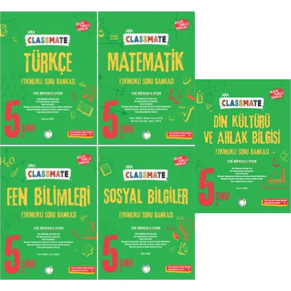 2025 Classmate 5. Sınıf Türkçe Soru Bankası - Matematik Soru Bankası - Fen Bilimleri Soru Bankası 5'li Set ürün görseli 1