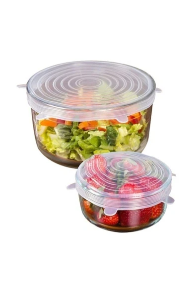 6'lı Streç Tencere Kapağı Tencere Bardak Tabak Bonesi Silikon Kapak ürün görseli 1