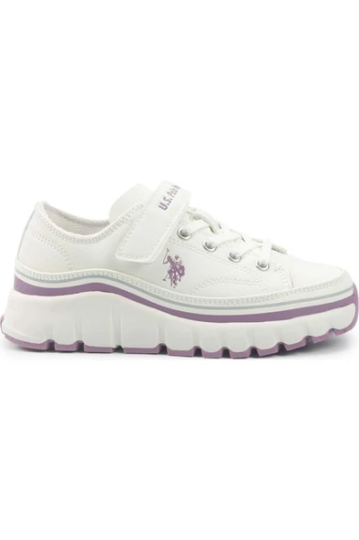 U.S. Polo Assn. KENTA JR 5PR 102027890 Kız Çocuk Sneaker Ayakkabı Beyaz Lila 31-35 ürün görseli 1