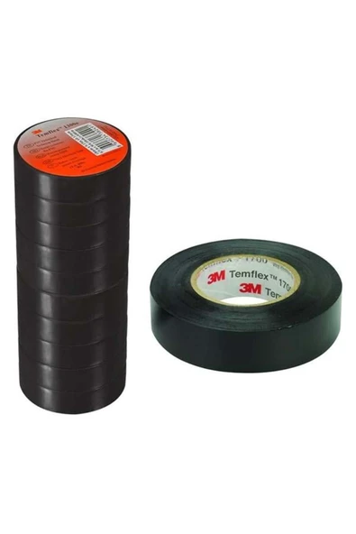 Temflex 1300e Siyah 10'lu Paket Pvc Izole Bant 0.13x19x0.1m Tamir Bandı RESİMDEKİ Elektrik Bandı TR ürün görseli 1