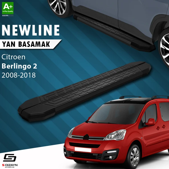 S-Dizayn Citroen Berlingo 2 NewLine Siyah Yan Basamak 193 Cm 2008-2018 A+ Kalite ürün görseli 1