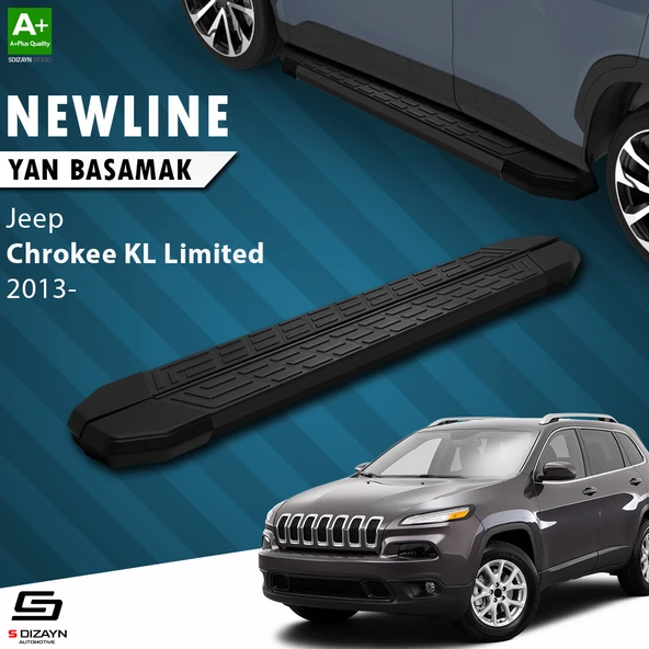 S-Dizayn Jeep Cherokee KL NewLine Siyah Yan Basamak 173 Cm 2013-2023 A+ Kalite ürün görseli 1