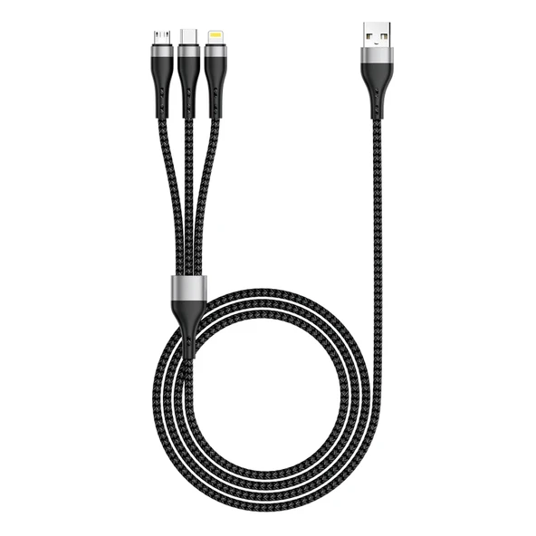 ZR-43 3in1 USB-A to Lightning – Type-C – Micro Şarj ve Data Kablosu 20W 1.5M ürün görseli 1