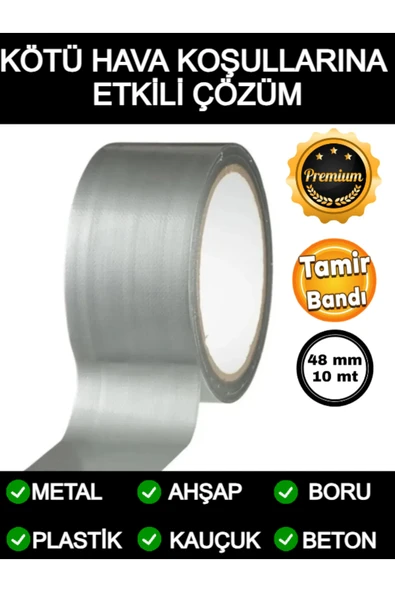 Çok Amaçlı Su Geçirmez Sızdırmaz Izolasyon Gri Tamir Bandı 48 Mm 10 Mt 1 Adet Güçlü Yalıtım Bant Tam ürün görseli 1