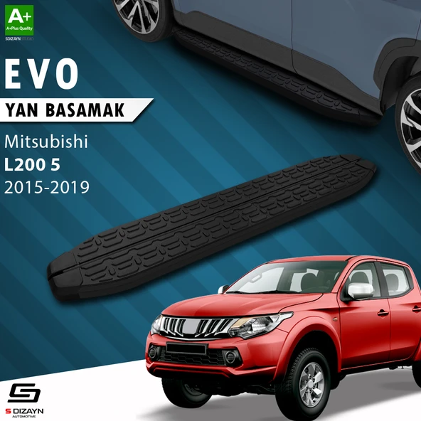 S-Dizayn Mitsubishi L200 5 Evo Siyah Yan Basamak 193 Cm 2015-2019 A+ Kalite ürün görseli 1