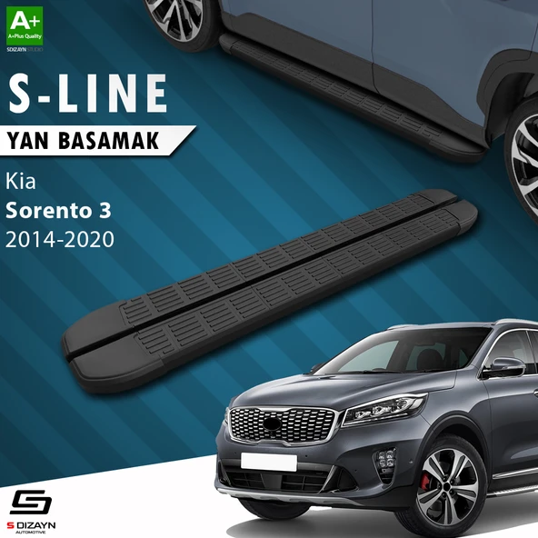 S-Dizayn Kia Sorento 3 S-Line Siyah Yan Basamak 183 Cm 2014-2020 A+ Kalite ürün görseli 1