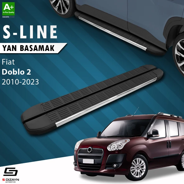 S-Dizayn Fiat Doblo 2 Uzun Şase S-Line Krom Yan Basamak 223 Cm 2010-2023 A+ Kalite ürün görseli 1