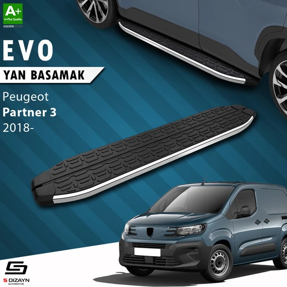 S-Dizayn Peugeot Partner 3 Evo Krom Yan Basamak 203 Cm 2018 Üzeri A+ Kalite ürün görseli 1