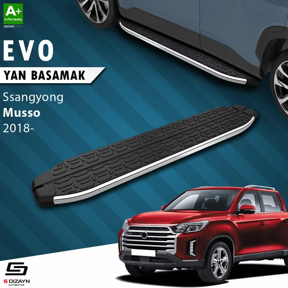 S-Dizayn Ssangyong Musso Evo Krom Yan Basamak 203 Cm 2018 Üzeri A+ Kalite ürün görseli 1