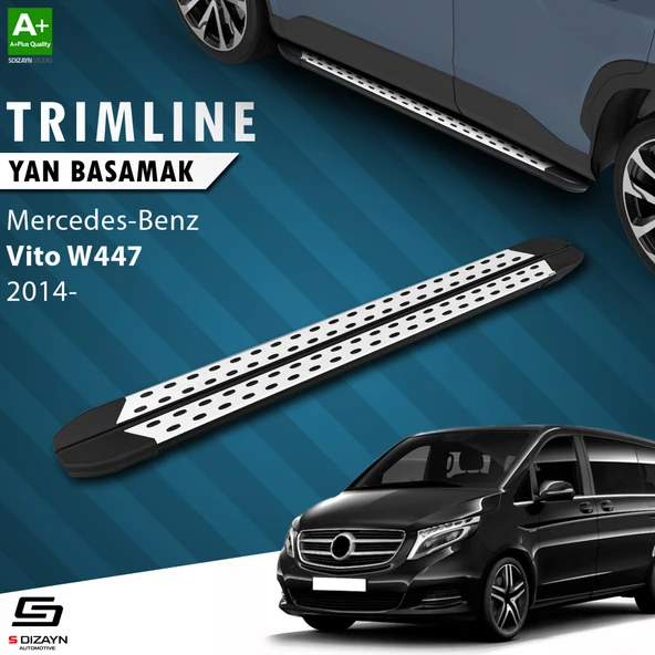 S-Dizayn Mercedes Vito W447 Kısa Şase TrimLine Gri Yan Basamak 238 Cm 2014 Üzeri A+ Kalite ürün görseli 1