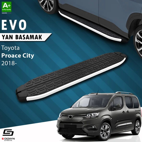 S-Dizayn Toyota Proace City Uzun Şase Evo Aluminyum Yan Basamak 213 Cm 2018 Üzeri A+ Kalite ürün görseli 1