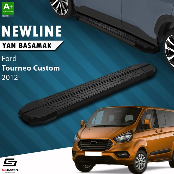 S-Dizayn Ford Tourneo Custom Uzun Şase NewLine Siyah Yan Basamak 243 Cm 2012-2023 A+ Kalite ürün görseli 1