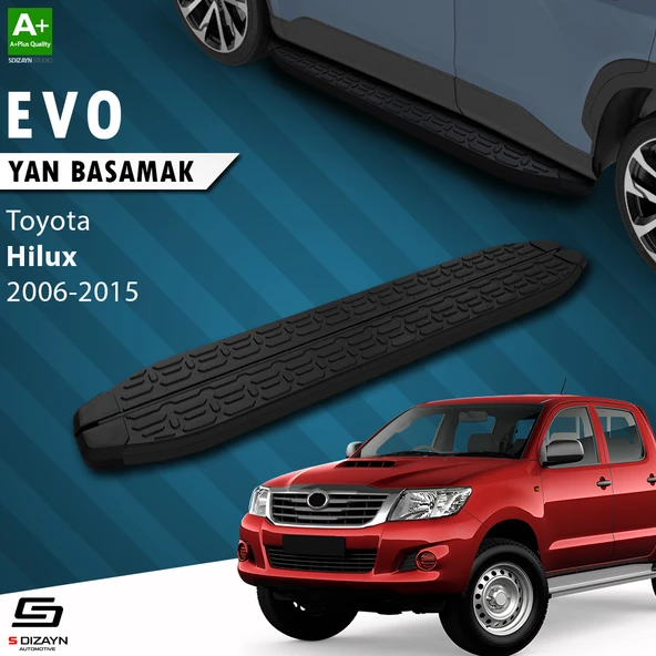 S-Dizayn Toyota Hilux 7 Evo Siyah Yan Basamak 203 Cm 2006-2015 A+ Kalite ürün görseli 1