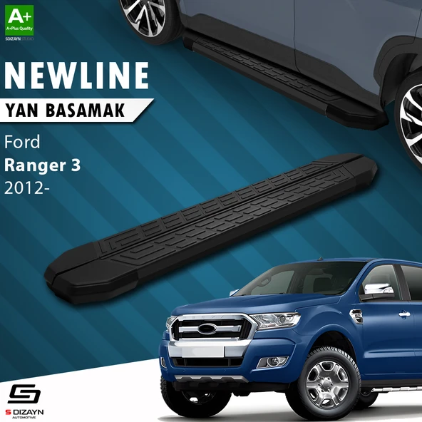 S-Dizayn Ford Ranger 3 NewLine Siyah Yan Basamak 203 Cm 2012-2022 A+ Kalite ürün görseli 1