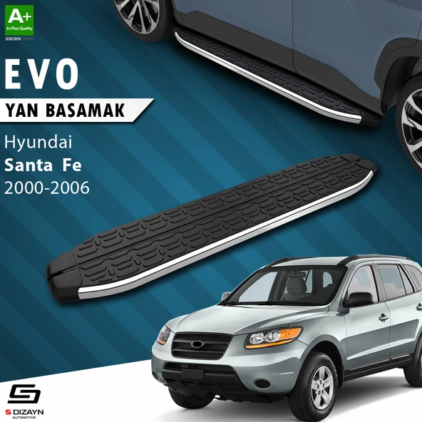 S-Dizayn Hyundai Santa Fe Evo Krom Yan Basamak 163 Cm 2000-2006 A+ Kalite ürün görseli 1
